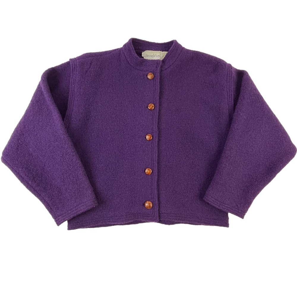 Vintage Eagles Eye Purple Wool Jacket Button Up Boiled Wool Womens Size 8